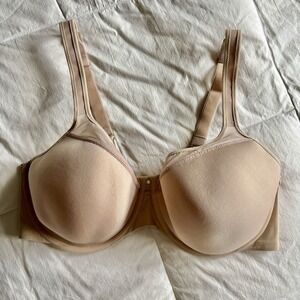 Bali One Smooth U Ultra Light T-Shirt Underwire Bra 40D Nude Beige Mesh 3439 EUC